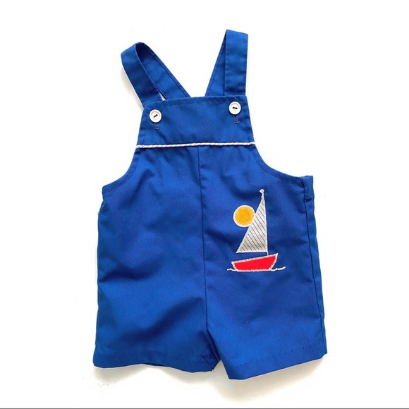 Vintage Other - Vintage Baby Overalls Sailboat 12m